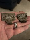 2 Vintage Antique Cast Iron Steel Eastlake Victorian Window Sash Lock Lift Pulls