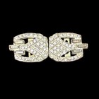 Art Deco Rhinestone Belt Buckle 1930s 2 Piece Interlocking Sash Clasp Pot Metal