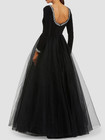 Mac Duggal Nwt 56186 Black Jersey Tulle Embellished A-line Gown  498 Size 12