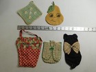 Vintage 1950 s Crochet Pot Holders Hot Pads Embroidery Homemade Pear - Lot Of 5