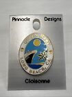 Vintage Queen Mary Long Beach California Gold Tone Enamel Lapel Pin Souvenir