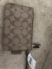 New Coach Corner Zip Double Signature F66506 Canvas Wristlet