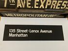 Ny Nyc Subway Roll Sign 135th Street Lenox Avenue Manhattan Harlem Irt Vintage