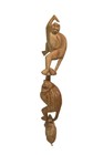 Hand Carved Wooden Monkey Chain Wood Hanging Monkeys 3 Pieces