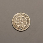 1850 Seated Liberty Half Dime 5c Cents Coin Silver  Holed