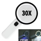 30x Jumbo Handheld Magnifying Glass W  12 Bright Led Light Illuminated Magnifier