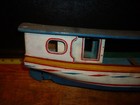 Vintage Wooden Model Boat - Handcrafted Folksy Nautical Decor 