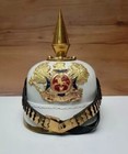 Handmade Wwi German Militaria Reserve Infantry White Pickelhaube Leather Helmet