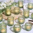 12pcs Assorted Votive Candle Holders For Wedding Table Decorations  Glass Green