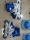 Power Superb Kids Adjustable Inline Skates Size S 31-34   Protective Pads Blue
