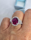 3 49 Ct Certified Natural Pink Sapphire   Diamond Engagement Ring 14k White Gold