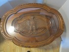 Antique Walnut Carved American Eagle Wood Coffee Table 2 Pc  Lift Of Top 1930   s