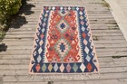 Turkish Rug 3x5 Size Handwoven Kayseri Multicolor 103x180cm Oriental Kilim
