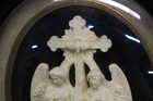 Antique 19th Century French Religious Bubble Glass Wall Plaque