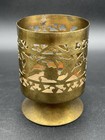 Vtg Brass Votive Tea Light Candle Holders 2 Filigree Footed Graduated Read