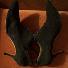 Vintage Manolo Blahnik Black Suede Lace-up Pointed Toe Oxford Heels Us 8 Eu 39
