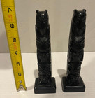 2 Vintage Boma Canada Totem Raven Desk Curio Souvenir Black Native 7    Statue Lot