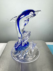 Cristal D arques France Blue Clear Dolphin 24  Lead Crystal Glass Figurine