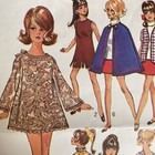 1960   s Simplicity 8466 New 11 5    Doll Clothes Barbie Type Dolls Mini Dress-cape