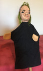Vintage Ugly Witch Hand Puppet With Pointed Hat  Paper Mache Head