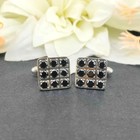 Sterling Silver Black Cz Cufflinks  Square Men s Tuxedo Jewelry April Birthstone