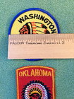2 Souvenir Native American Patches Washington Oklahoma State Indian Head
