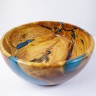 Wood Turned Bowl  Handmade Wooden-blue Resin Bowl-decorative Bowl Candy Dish