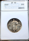 1919 Standing Liberty Quarter Anacs Ana Holder Ef45 Toned