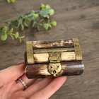 Vintage Brass Miniature Trinket Box Chest Velvet Lined Hinged Lid