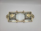 Antique Czeck Crystal And Brass Art Nouveay jugendstil Double Inkwell