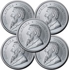 Lot Of 5 - 2026 South Africa 1 Oz  999 Silver Krugerrand Coin Bu