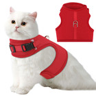 Large Cat Pet Harness Escape Proof Soft Mesh Adjustable Walking Kitten Chest Red