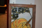Vintage Stained Glass Window Unicorns With Wood Frame Large  35 X 13 5