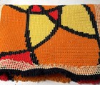 Hook Shag Retro Vintage Funky Abstract Star Red Orange Yellow Black Kitschy Rug