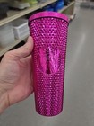 Starbucks Holiday 2022 Hot Pink Sangria Bling Studded Cold Cup Tumbler Venti24oz