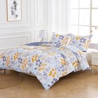  Floral Queen Size Comforter Sets  Vintage Blue And Yellow Leaves Printed 