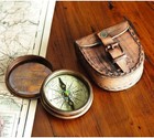 Portable Antiqued Brass Compass Engraved With  the Road Not Taken  - Gift Idea