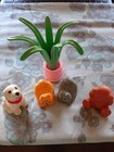 Vintage Little Tikes Dollhouse Loving Family Pets 2 Cats Dog Teddy Bear   Plant
