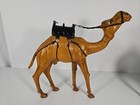 Large 12   Leather Wrapped Camel Figurine statue Lot With 2 Wearing Sadels