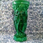 Bohemian Glass Vase Intermezzo By Frantisek Halama Art Deco Green Crystal 22 5cm