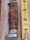Vintage 6 5  Ka-bar Fixed Blade Hunting Knife W Leather Grip   Sheath