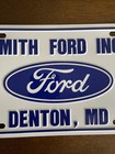 Metal Smith Ford Denton Maryland License Plate Topper Booster Nos Mint Condition