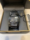 Men s Akribos Xxiv Ak820bk Transparent Dial Diamond Accented Black Leather Watch