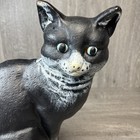 Vintage Cast Iron Black Cat Green Eyes 1960   s Heavy Well Made 11    Mcm Door Stop