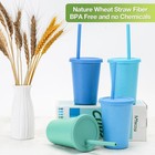 4 Pack Wheat Straw Cups With Lid And Straws  10 Oz Unbreakable Kids Cup