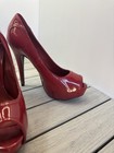 Vintage Paprika Lipstick Red Patient Leather Open Toe Stiletto Shoes Size 9