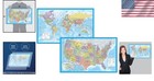 2 Pack - Laminated World Map   Us Map Poster Set - Wall Chart Map Of The World