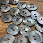 8 Vintage Antique Old Stock Small Mother Of Pearl 2hole Silver Buttons 1 2 Inch