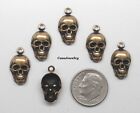  0288 Small Antiqued Gold Skull W top Hang Ring - 6 Pcs