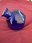 Vintage Parasol Cobalt Blue Glass Inkwell Angled Body  t8 